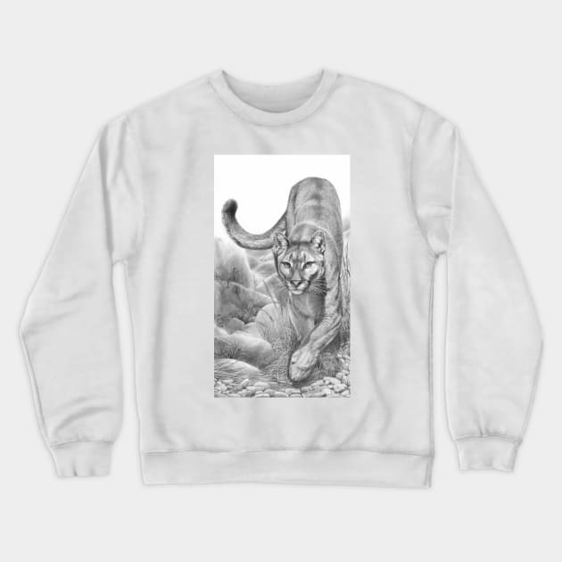 Stealth cougar mountain lion panther drawing Crewneck Sweatshirt by Mightyfineart